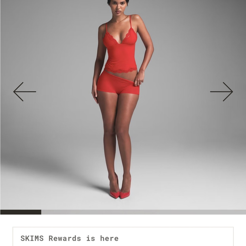 NWT SKIMS FITS EVERYBODY LACE TRIANGLE CAMI IN LIMITED EDITION CAYENNE